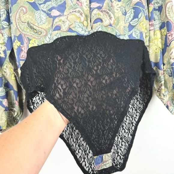 Vintage Annie Alexander Whimsigoth Office Floral Silk Body Suit Button Down S - Picture 8 of 12
